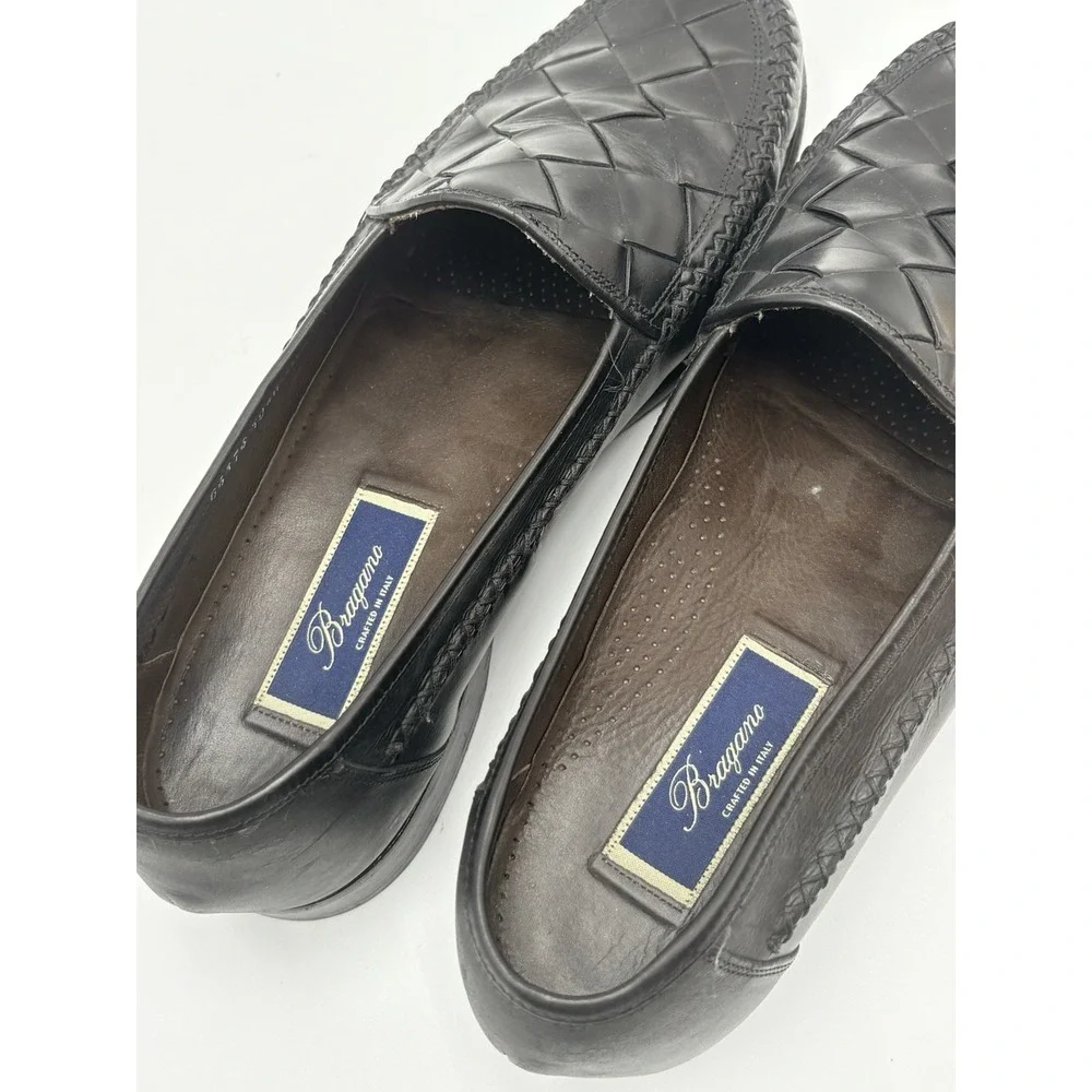 Bragano Cole Haan Woven Leather Loafers Classic Dress Shoes Black Mens Sz 10.5M
